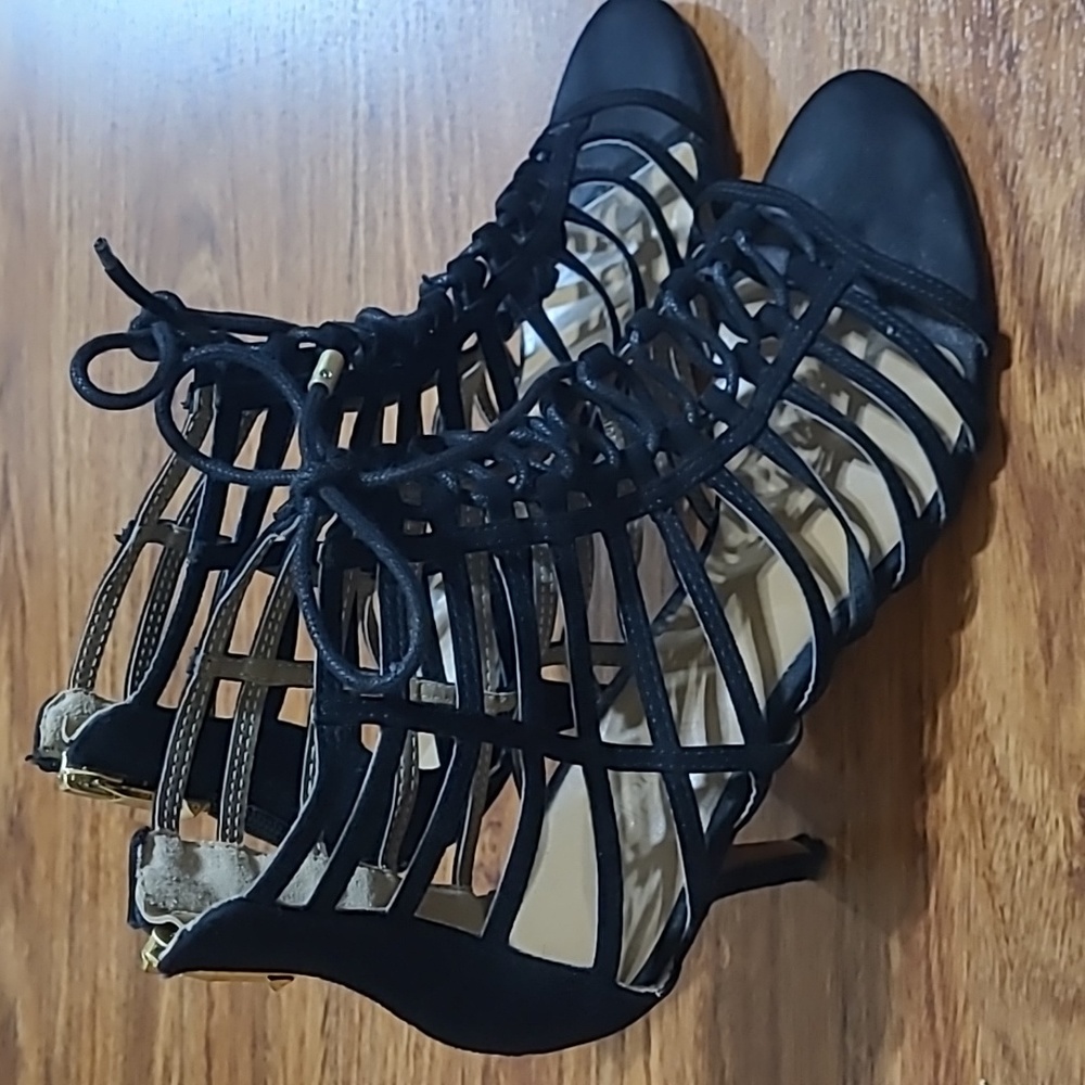Black lace up heels